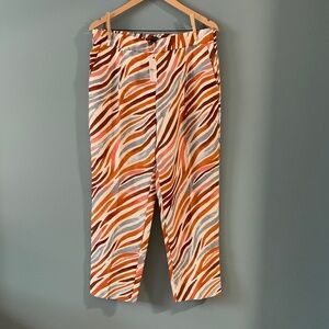 Ann Taylor Zebra-Stripe orange and blue linen blend lightweight pant!